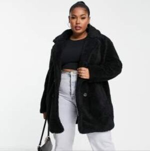 Plus Size Mid Length Teddy Coat